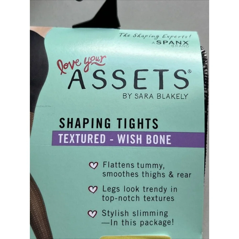 Spanx Assets by Sara Blakely Wishbone Shaping Tights‎ Size 2 Black Textured New
